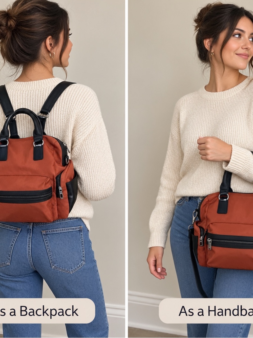 ToGoGo Burnt Orange Convertible Backpack Purse – PETA-Approved Vegan